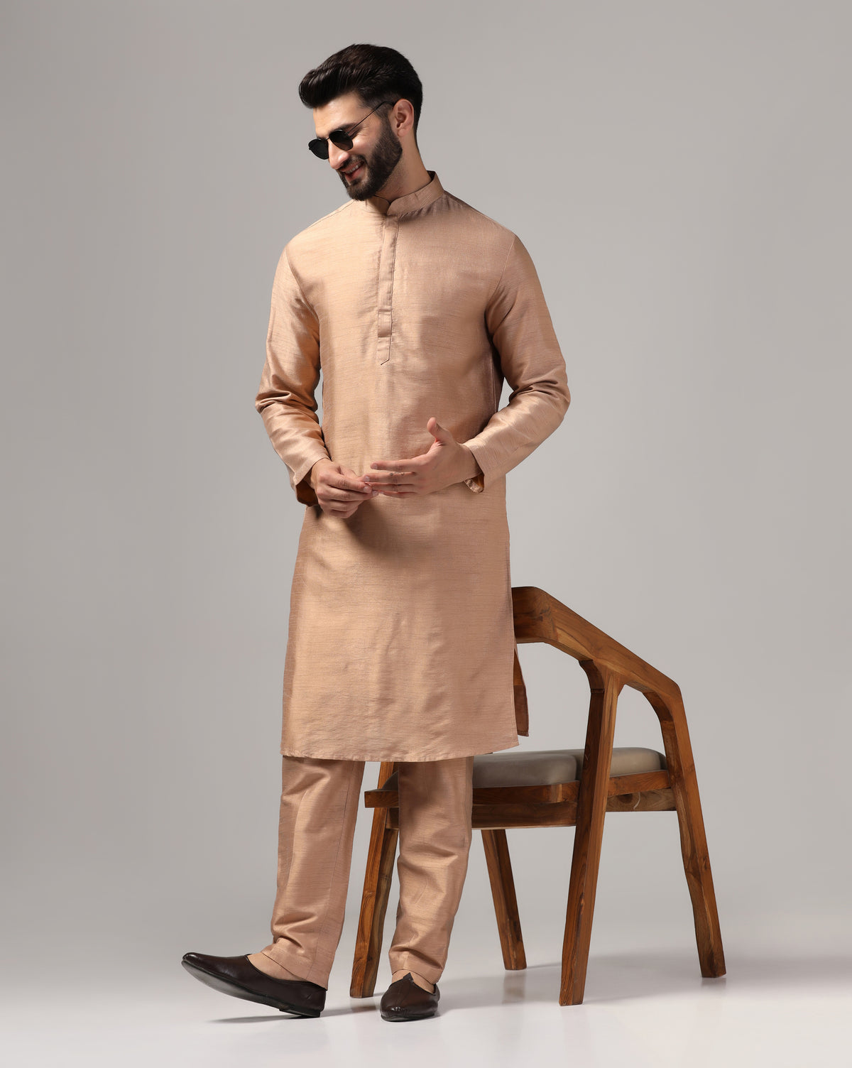Men's classic gold dupion silk kurta set — RNG REZA