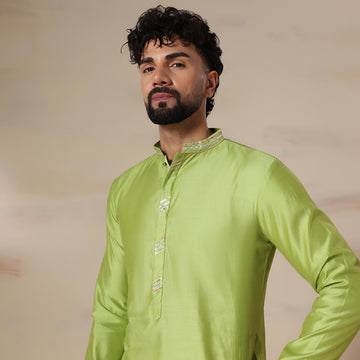 Green Chanderi Men's Kurta Set