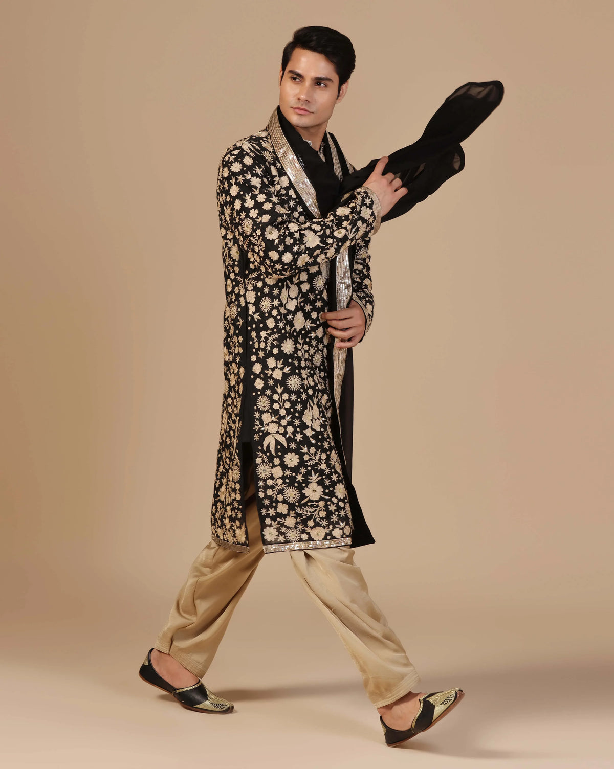 Classic Black Kurta Set Elevated With Hand Aari Work