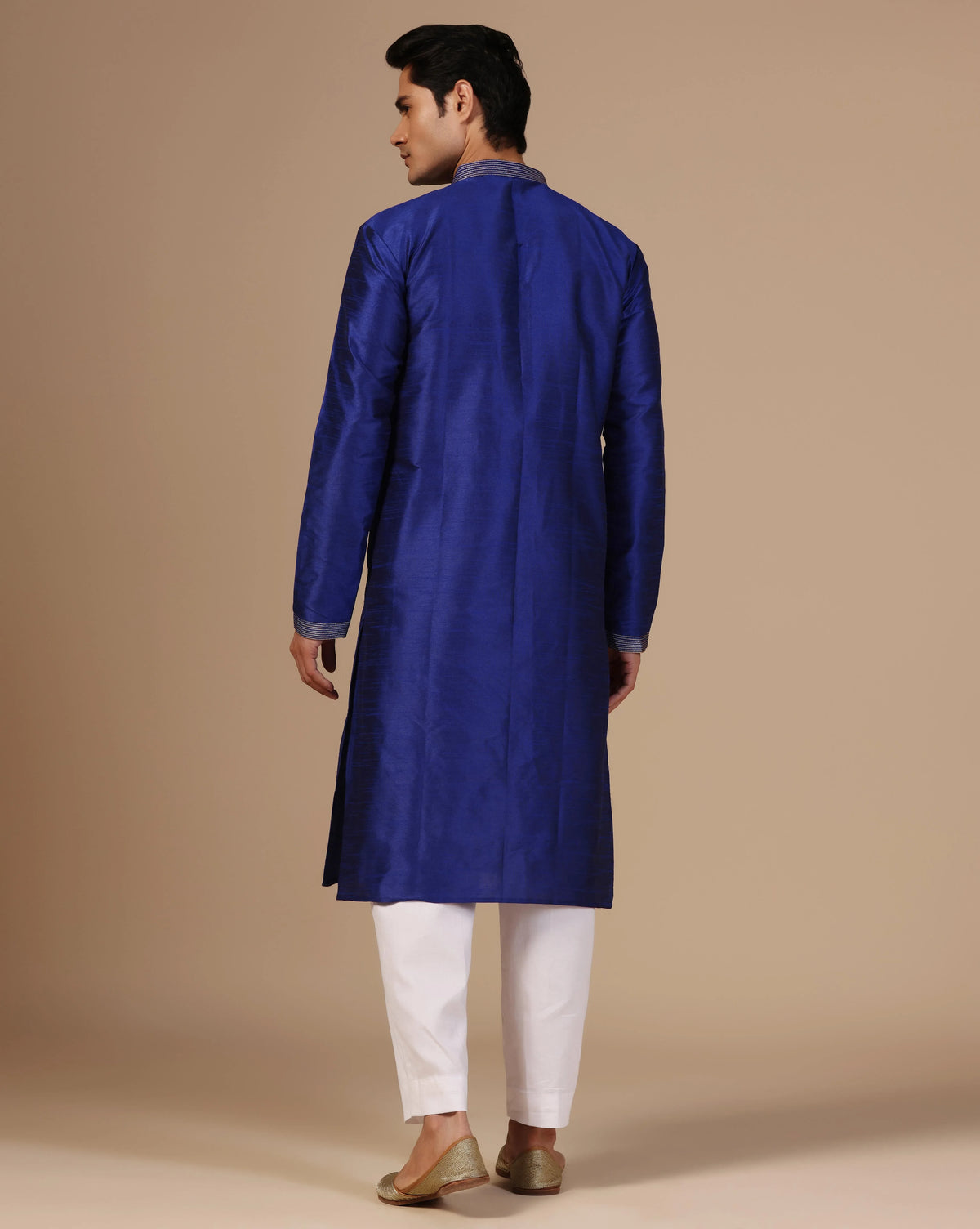 Elegant Blue Silk Kurta Aari Zari Embroidery