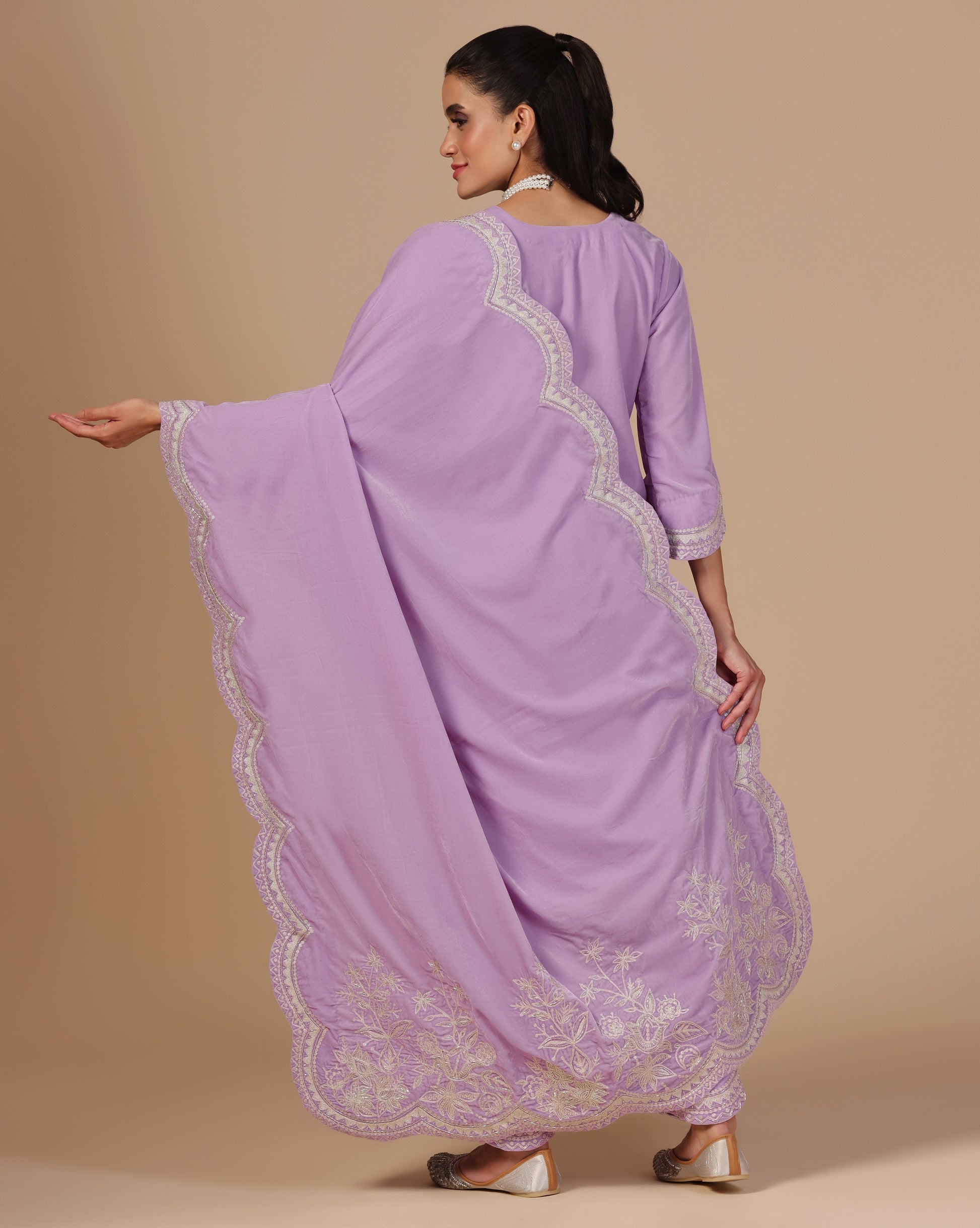Velvet Embroidered Kurta Set
