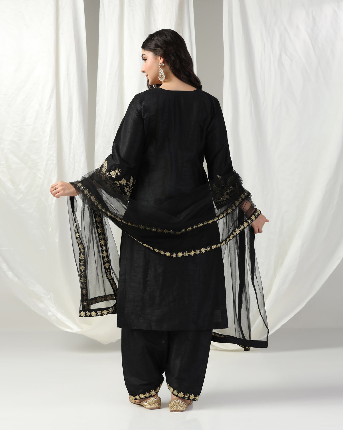 Black Dori Embroidery Kurta Set with Dupatta