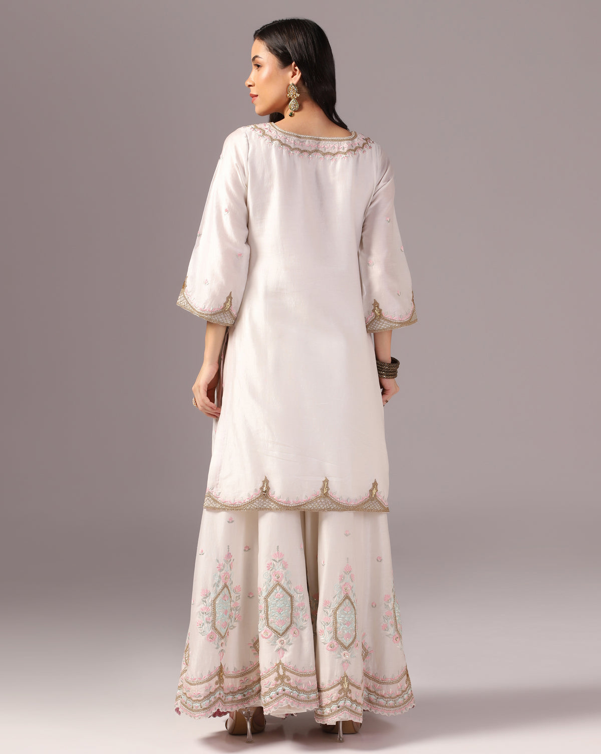Embroidered Kurta Sharara Set