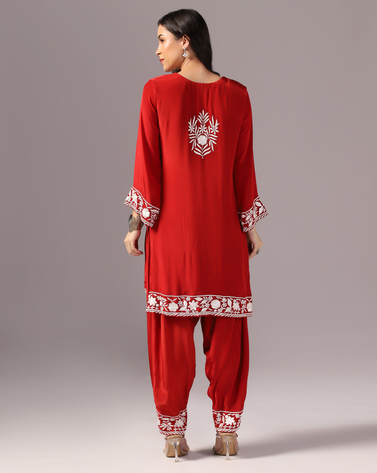 Scarlet Red Crepe Kurta Set
