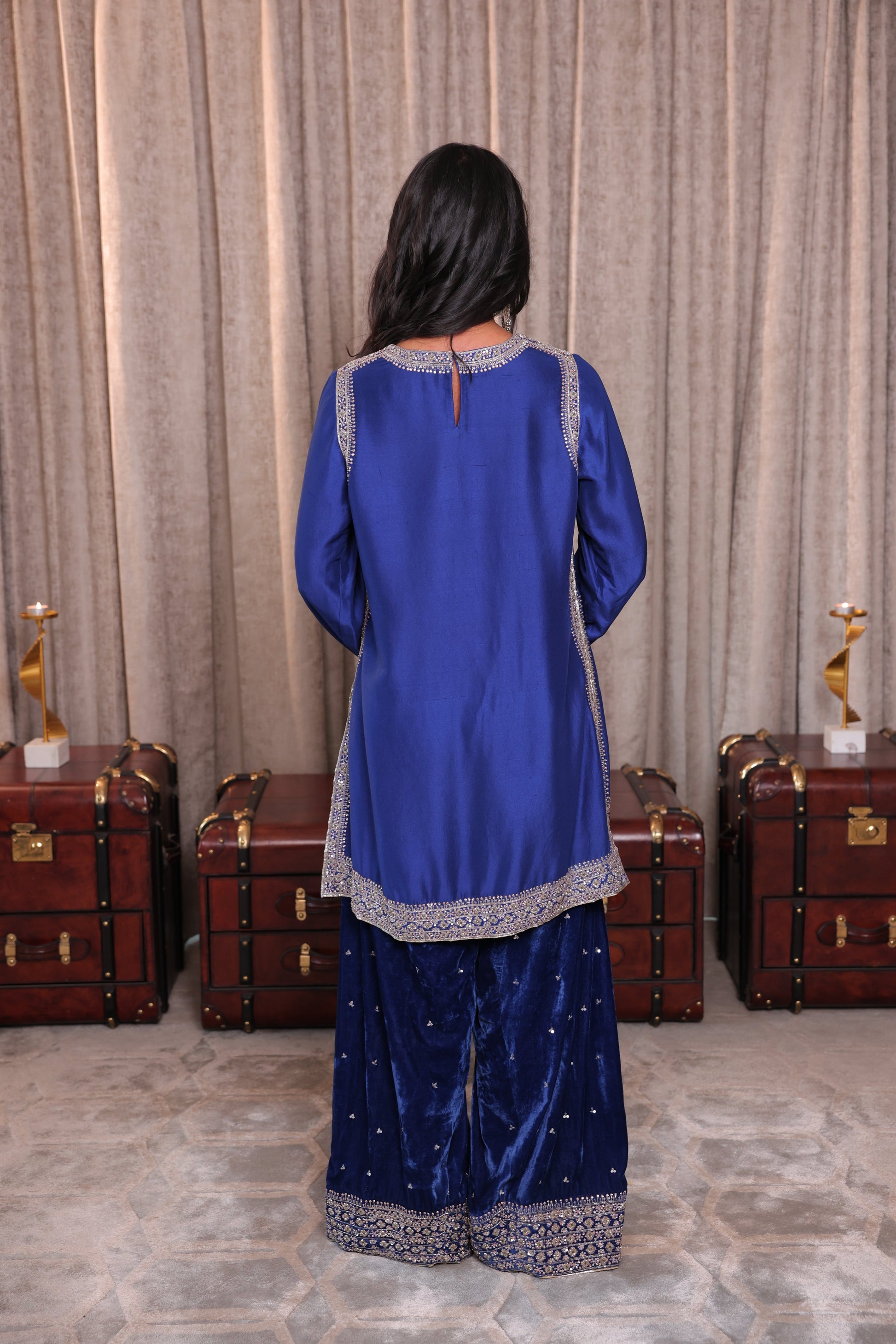 Velvet Embroidered Farshi Salwar Kurta Set