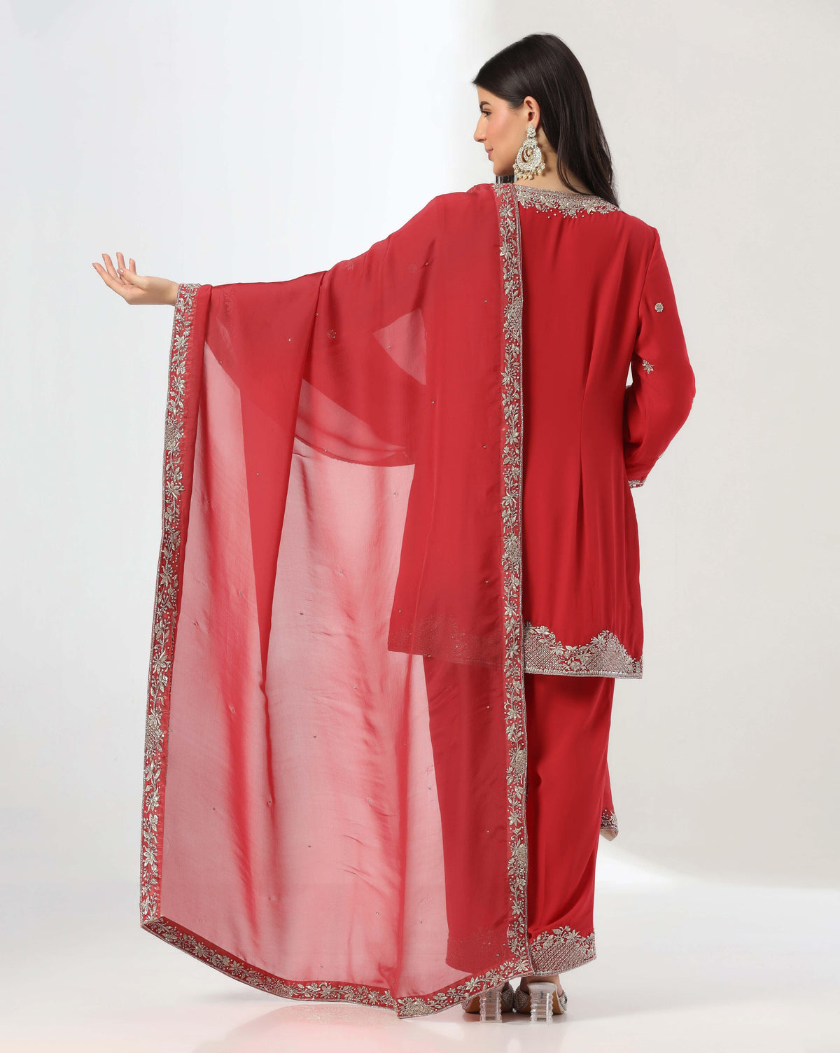 Hand Crafted Zari & Cut Dana Suit With Flowy Georgette