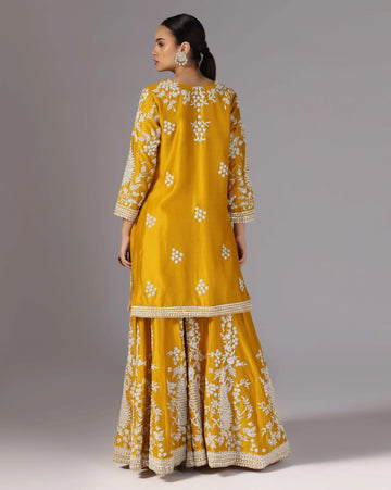 Sunlit charm:Yellow dori work kurta sharara