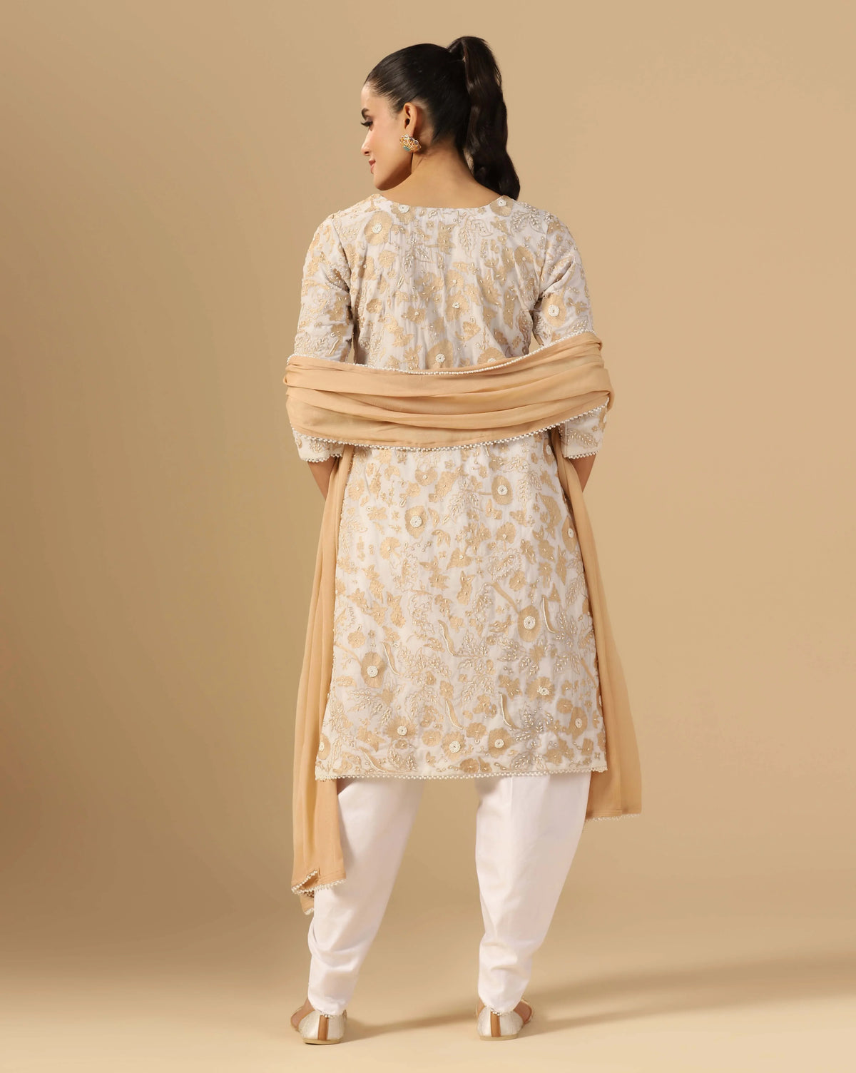 Ivory Pearl Embroidery Kurta Set