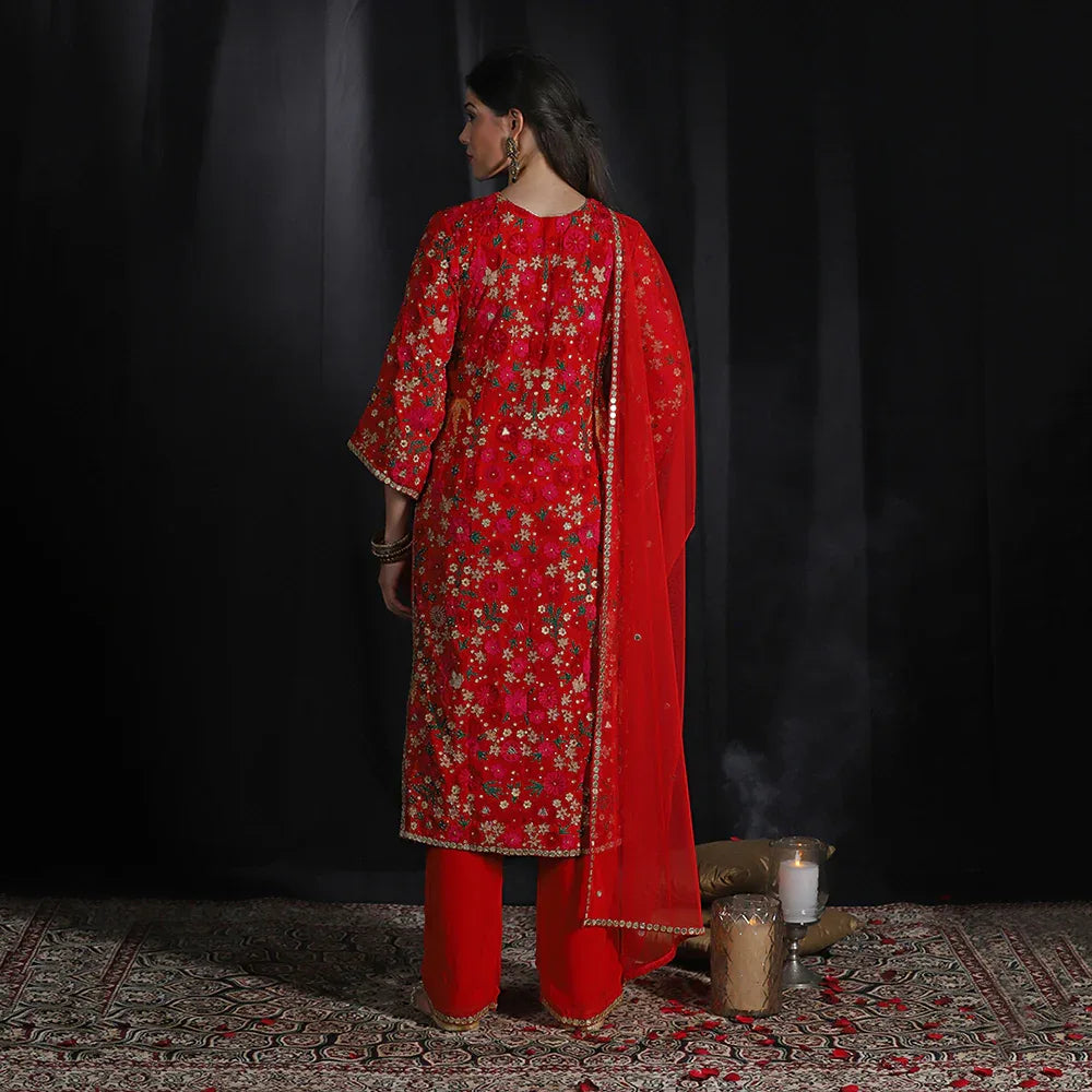 Red Embroidered Suit