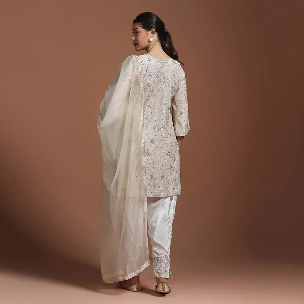 Ivory Embroidered Kurta Set