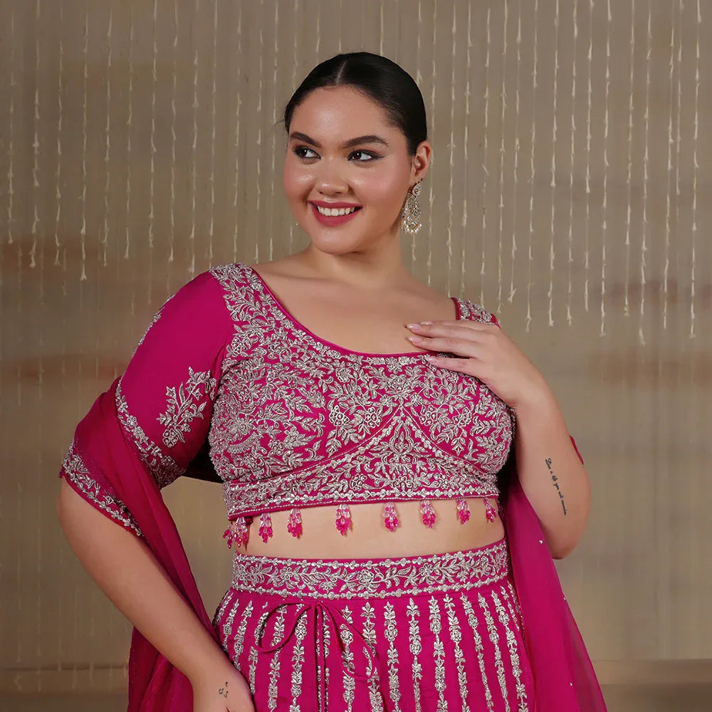 Fuchsia Organza Lehenga