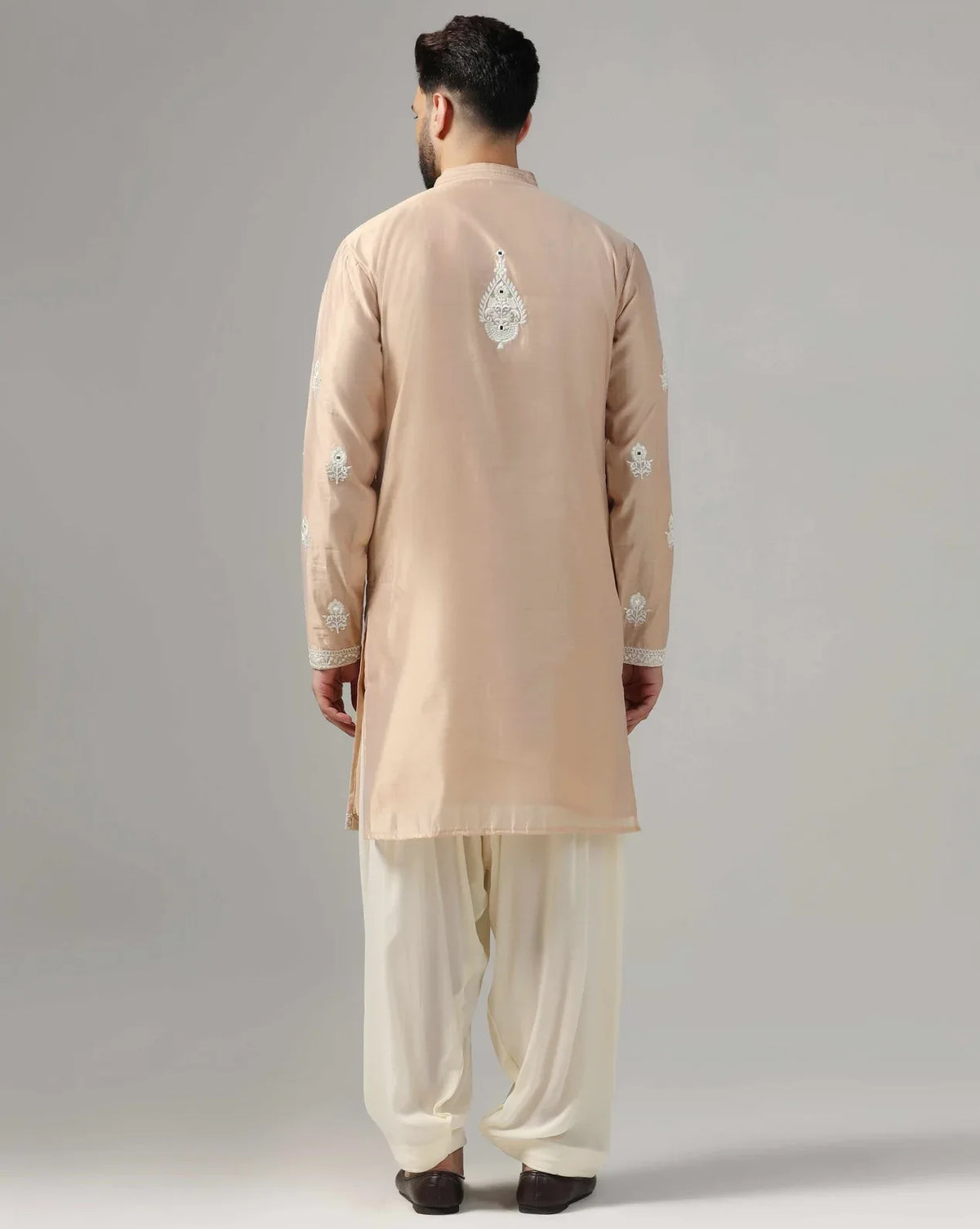 Classic Gold Men's Embroidered Kurta Salwar Set