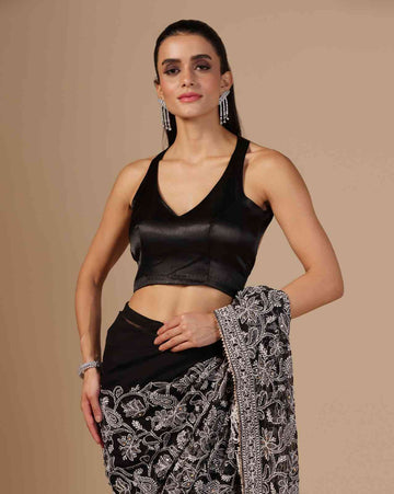 Black Georgette Chikankari Saree