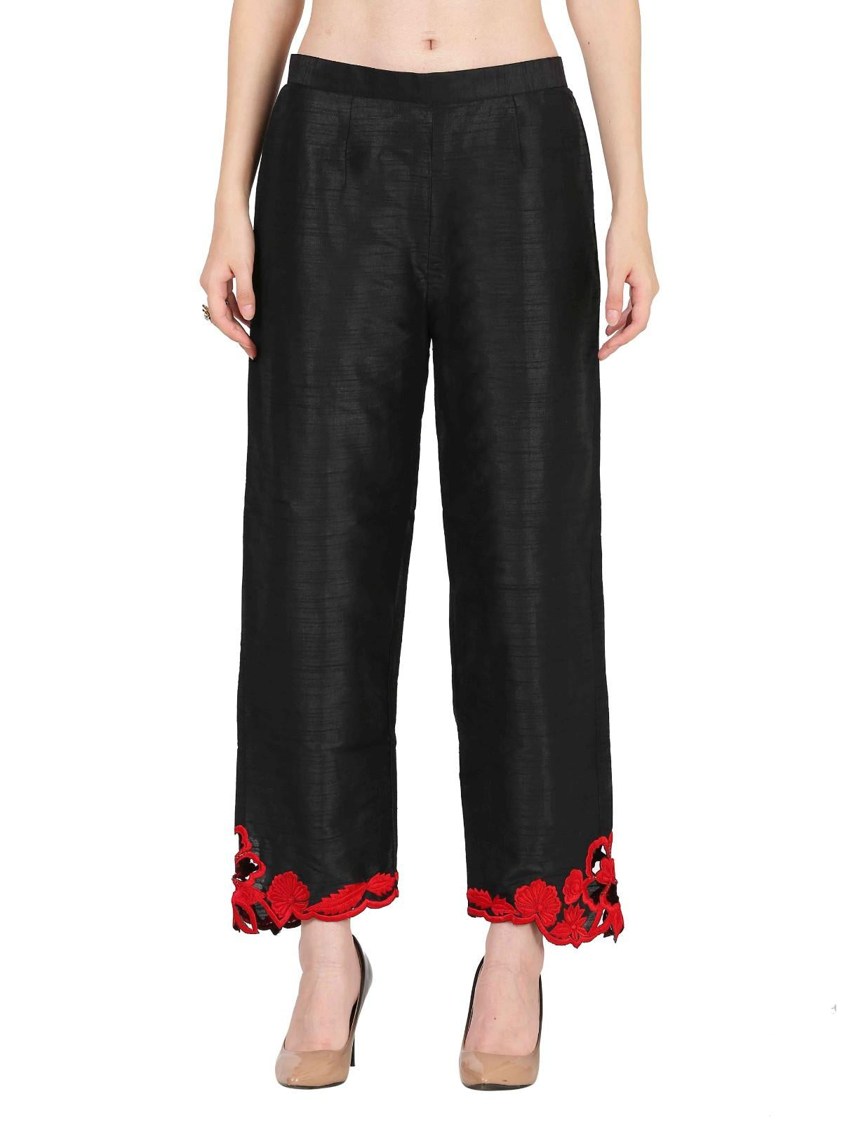 Classic Black Dupion Silk Thread Work Co-ord Set