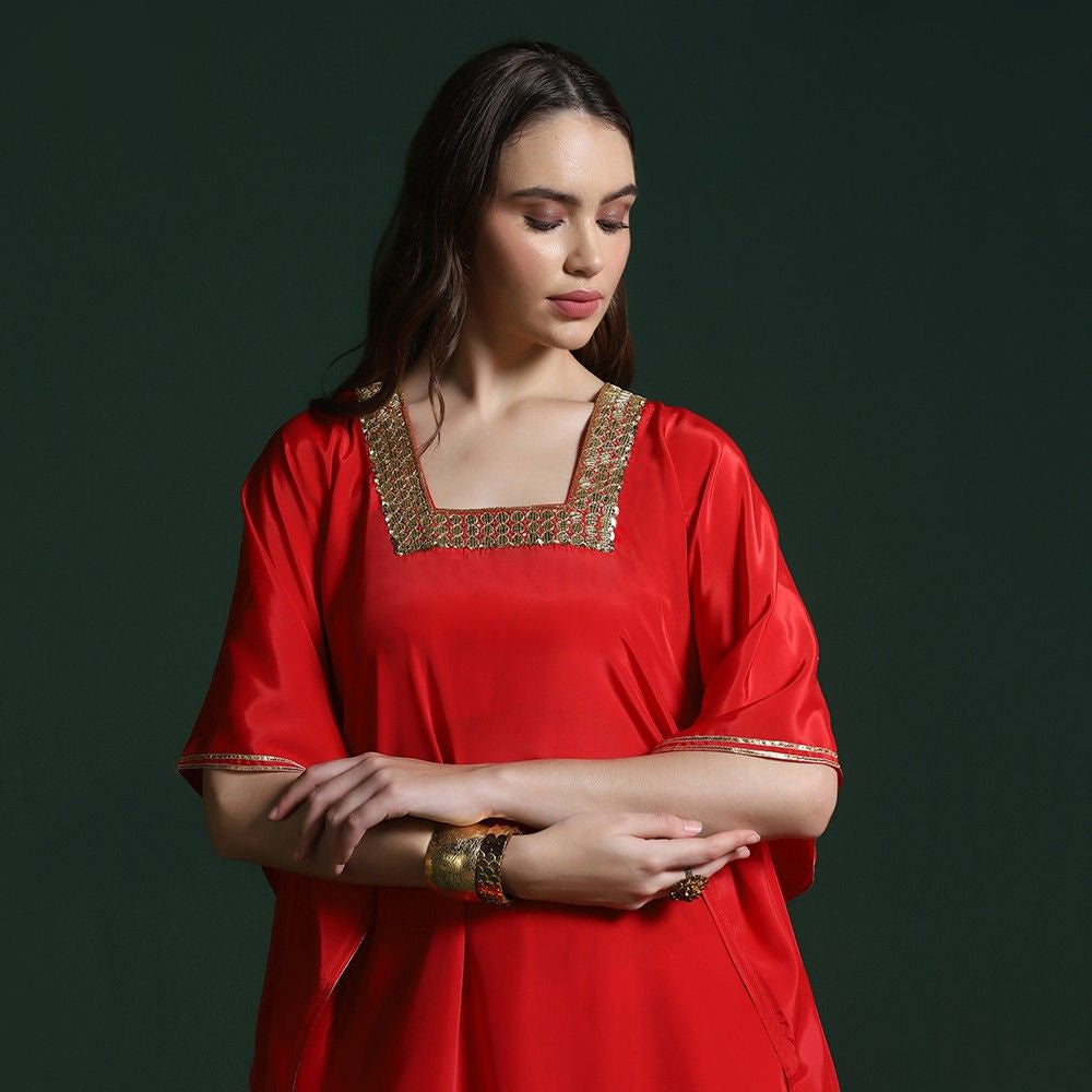 Red Crepe Mirror Co-ord Set