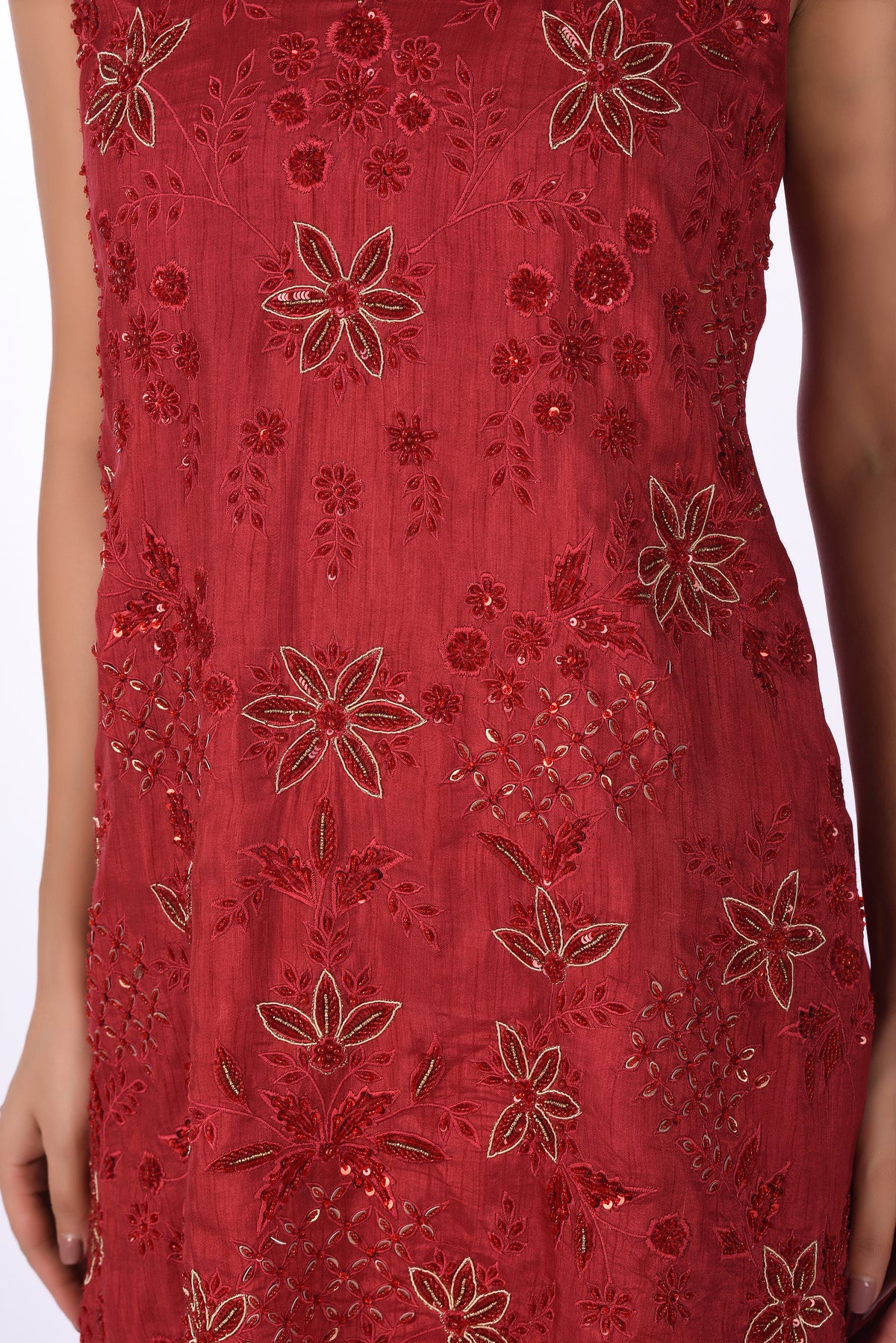 Kurti With Sharara Pants Red Luxe Silk Kurta Set