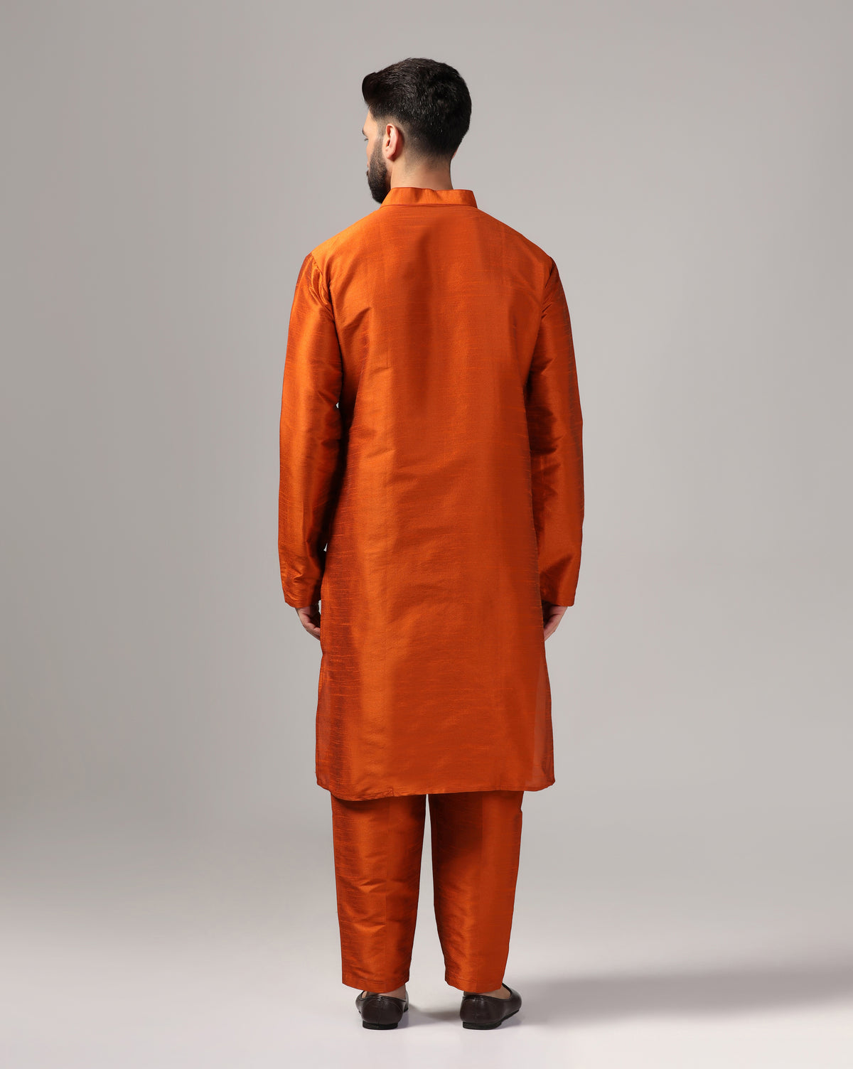Rust Orange Dupion Silk Classic Kurta Set