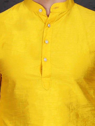 Yellow Dupion Silk Men's Kurta Set