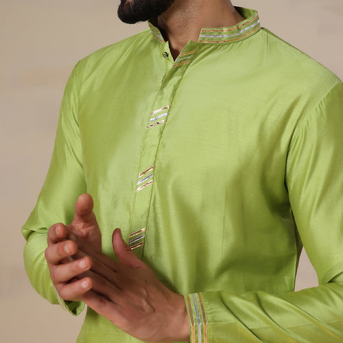 Green Chanderi Men's Kurta Set