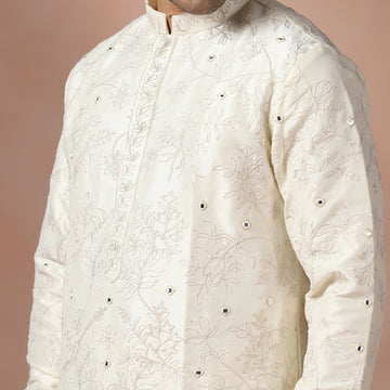 Classic Ivory Chanderi Men's Kurta Set