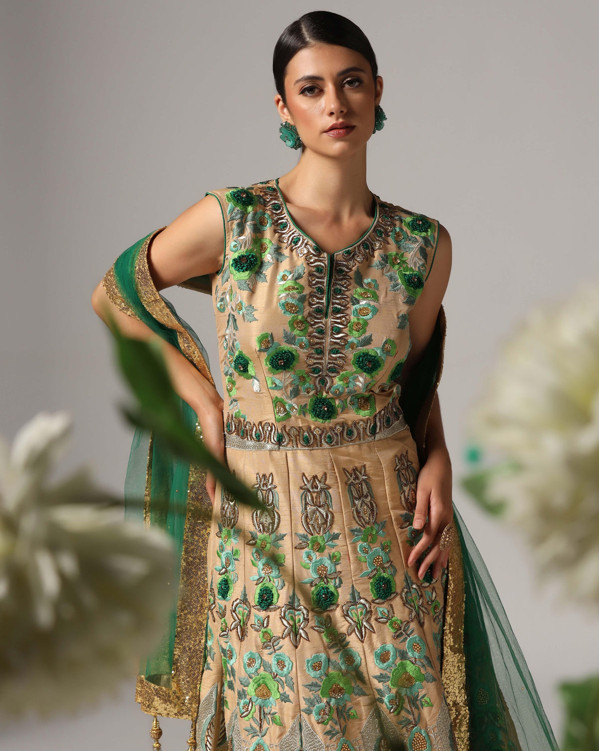 Gold Thread Embroidered Anarkali