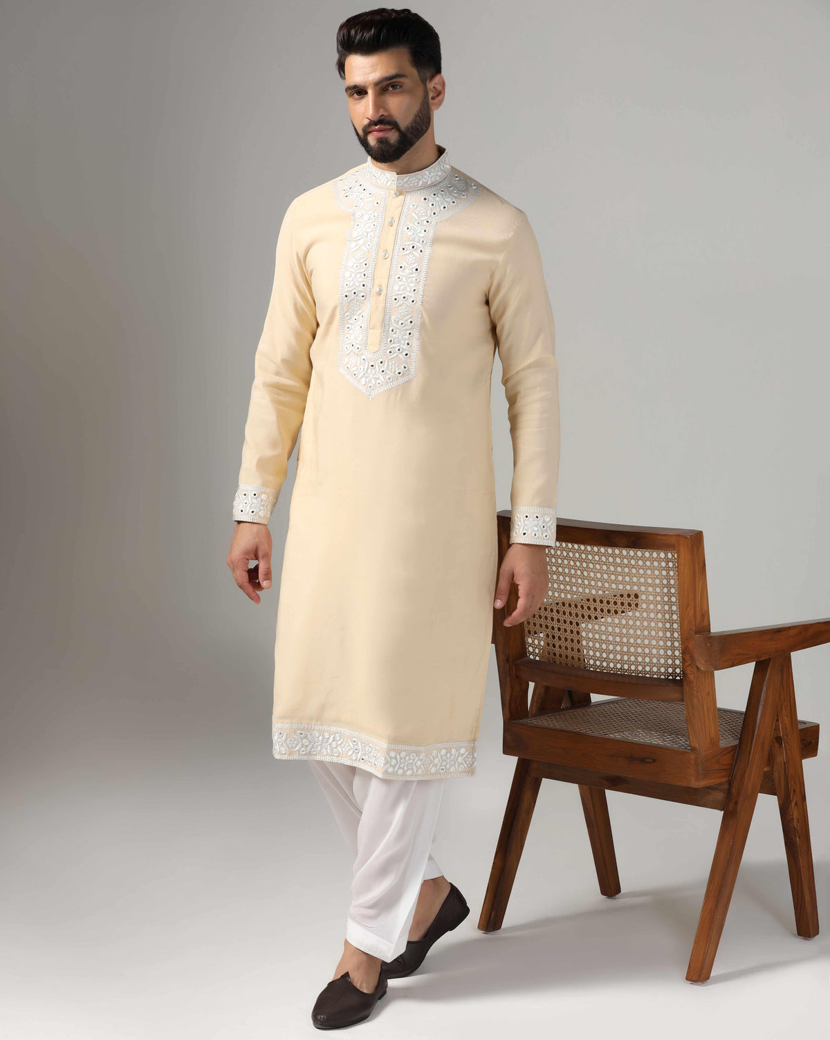 Elegant Gold Mirror Men's Kurta Set