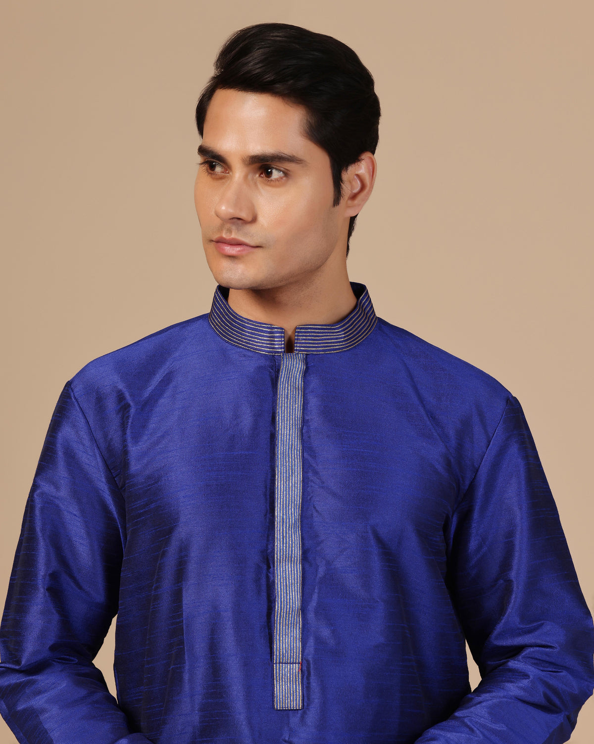 Elegant Blue Silk Kurta Aari Zari Embroidery