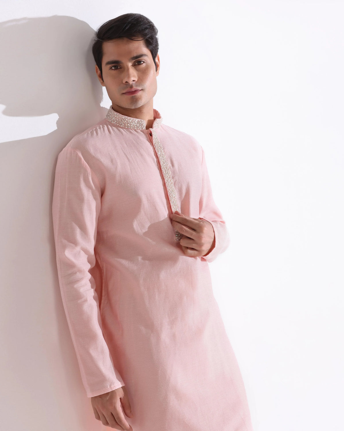 Pink Pearl Work Kurta Set For Men's