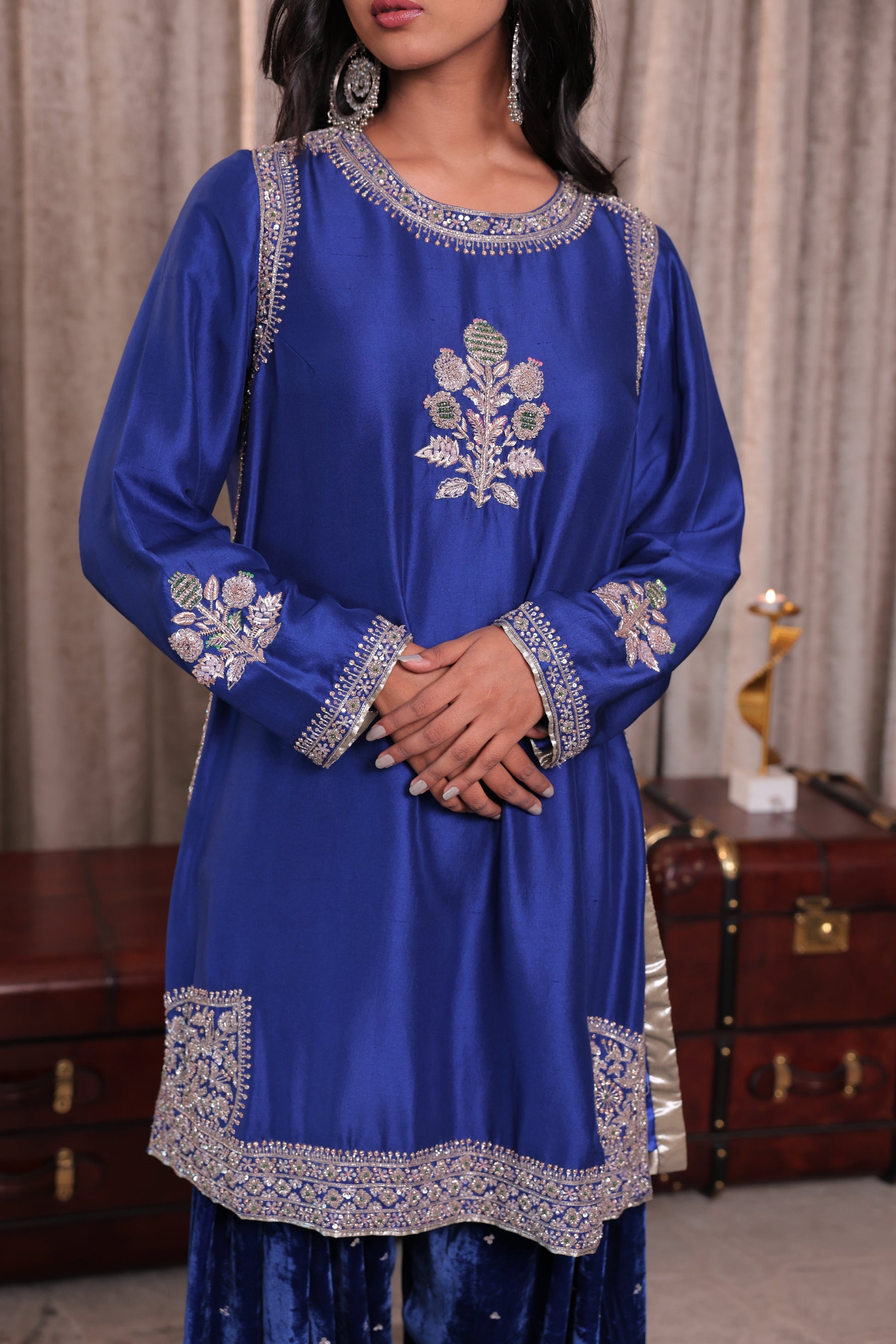 Velvet Embroidered Farshi Salwar Kurta Set
