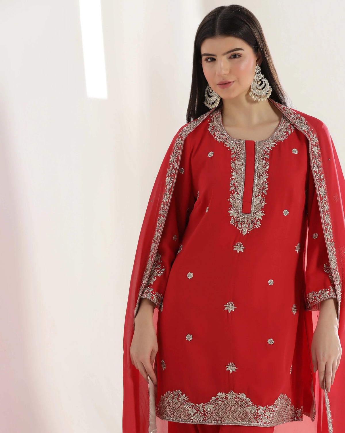 Hand Crafted Zari & Cut Dana Suit With Flowy Georgette