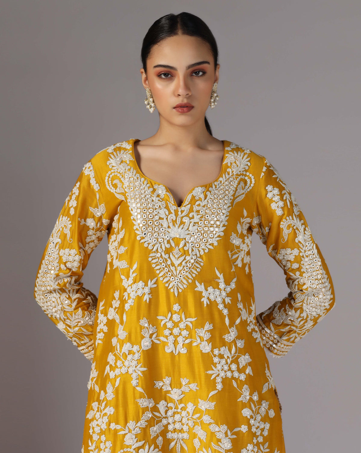 Sunlit Charm Yellow Dori Work Kurta Sharara