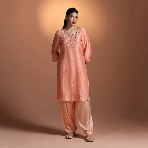 Peach Mukesh Kurti