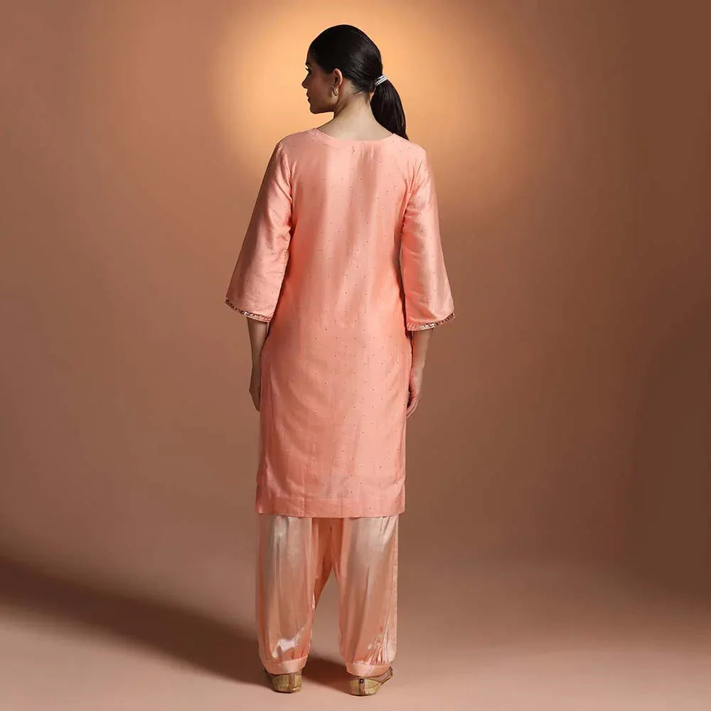 Peach Mukesh Kurti