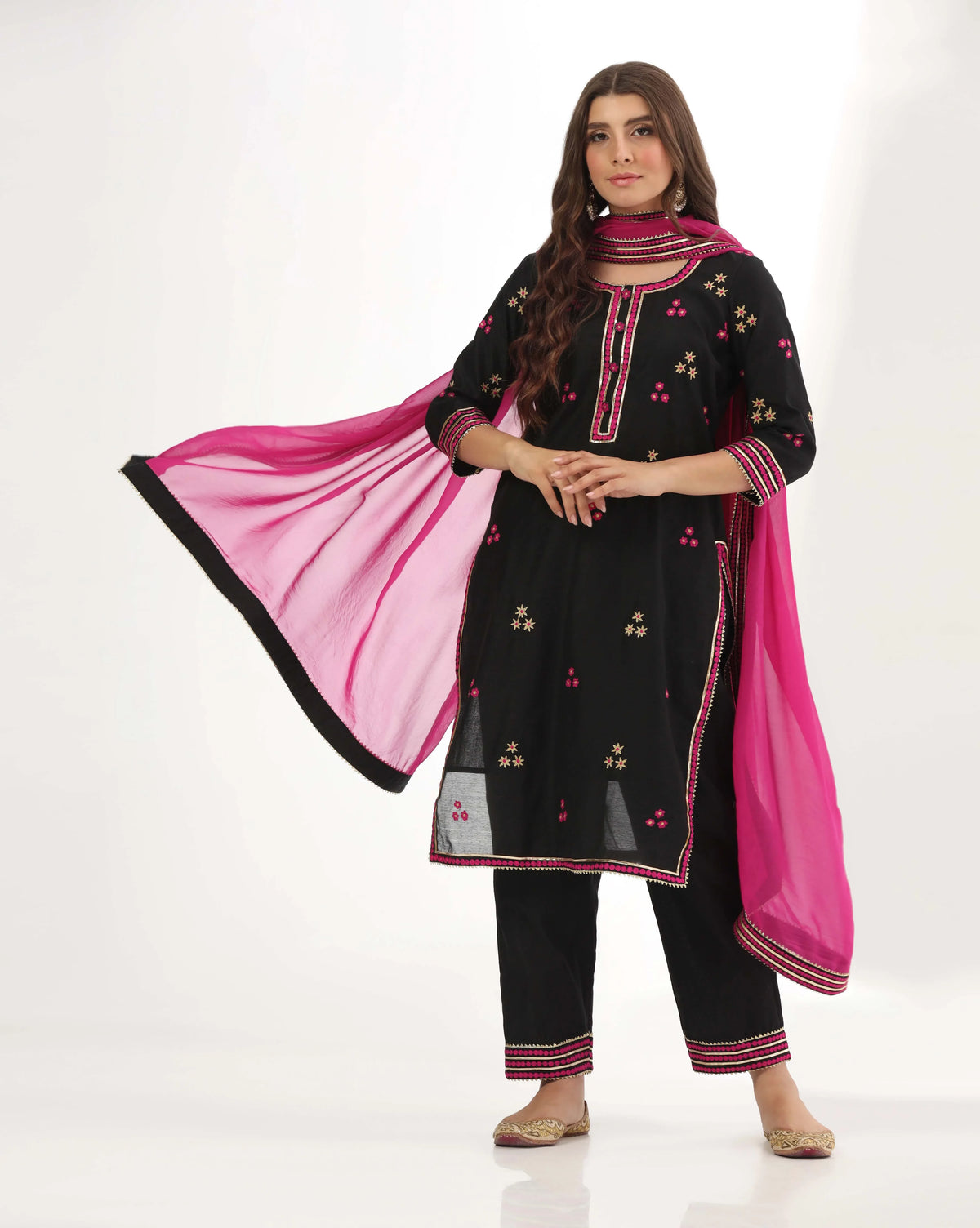 Black Long Chanderi Suit