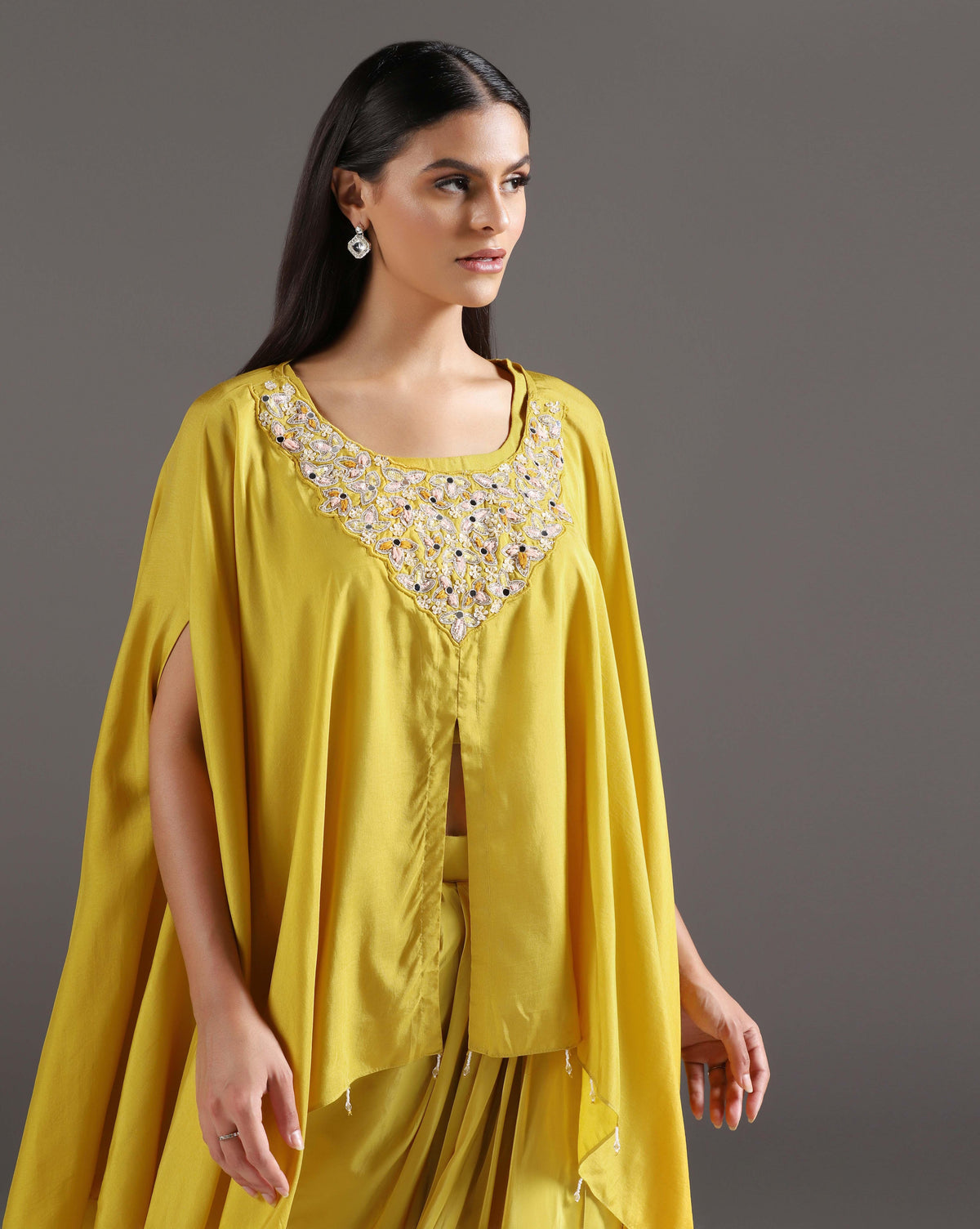 Yellow Crepe Kurta Set