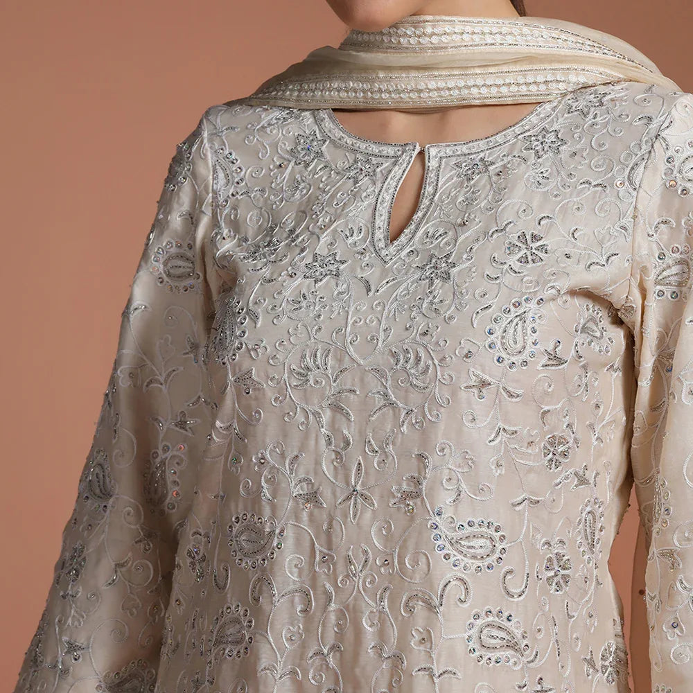 Ivory Embroidered Kurta Set