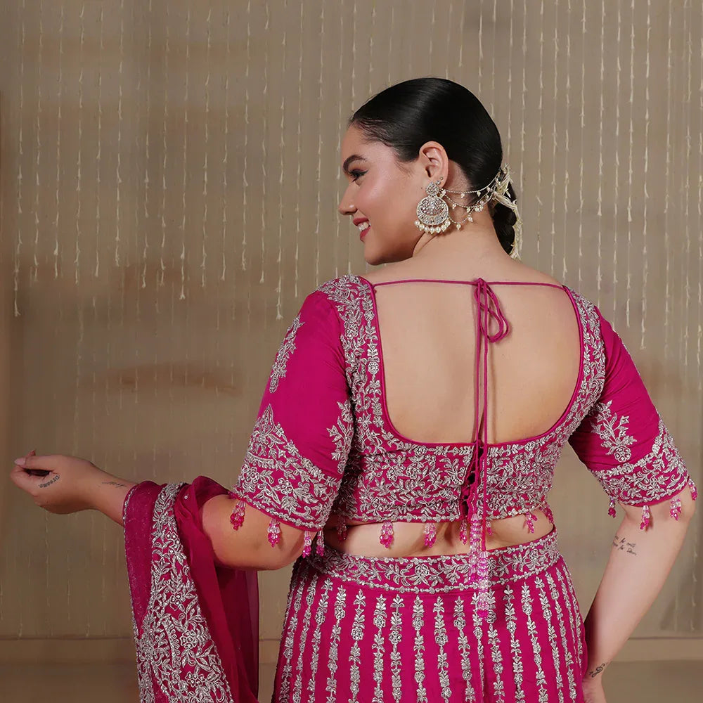 Fuchsia Organza Lehenga