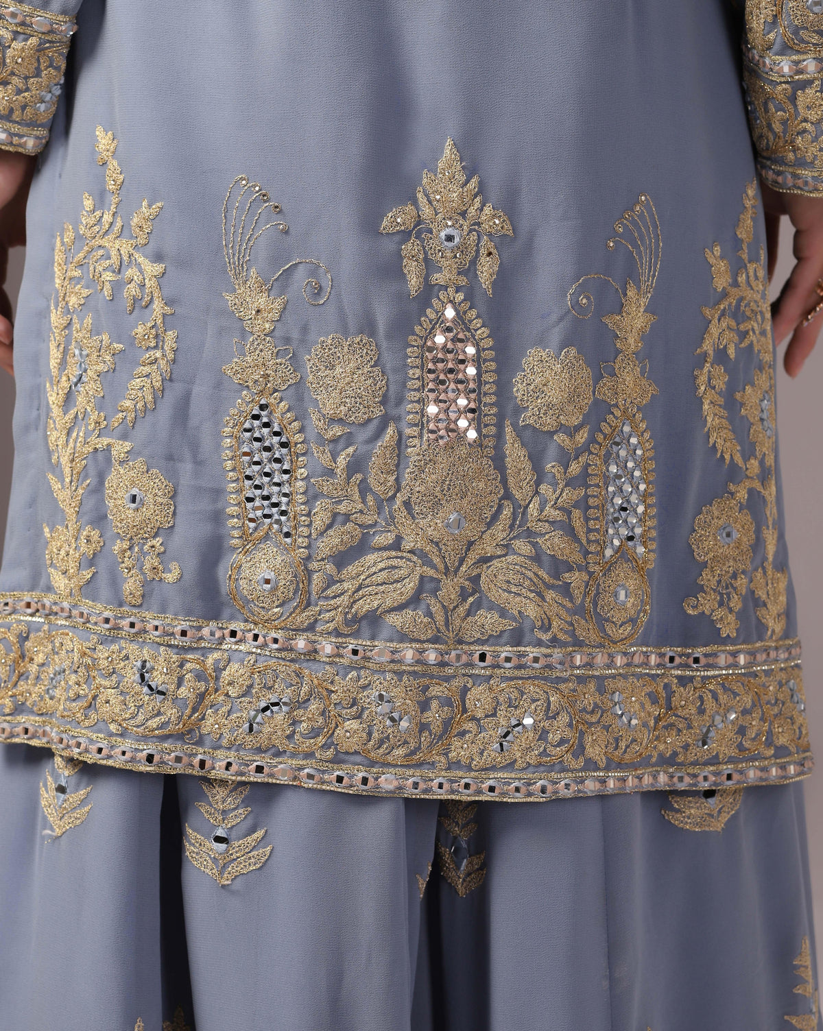 Georgette Grey Sharara Elegance