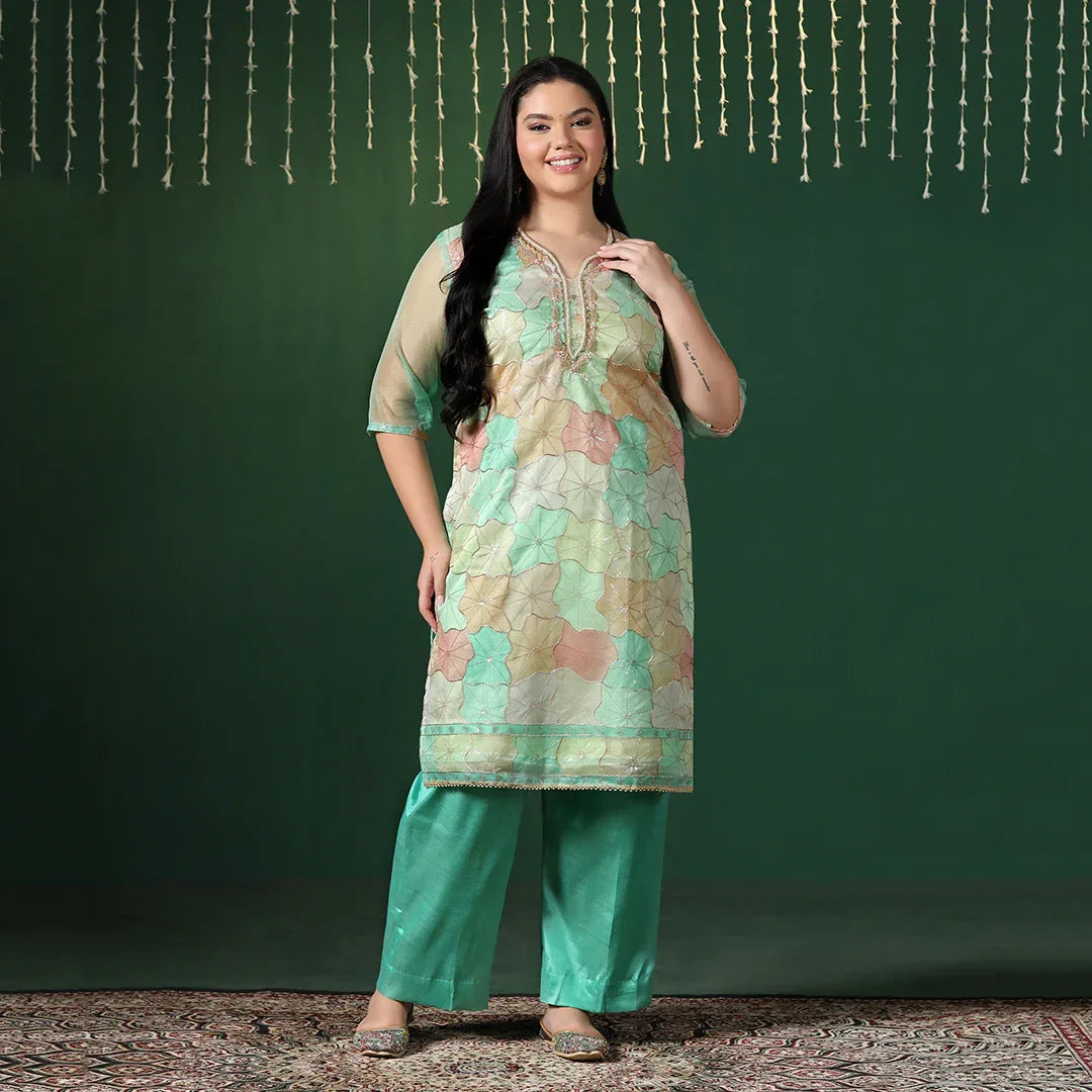 Printed Organza Suit