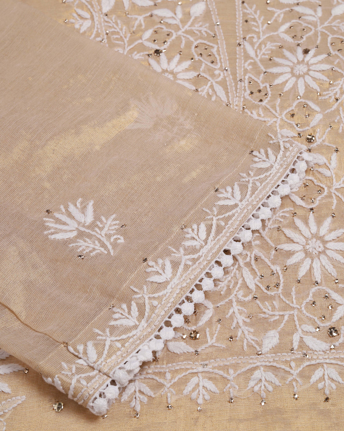 Gold Chikankari Unstitched Suit