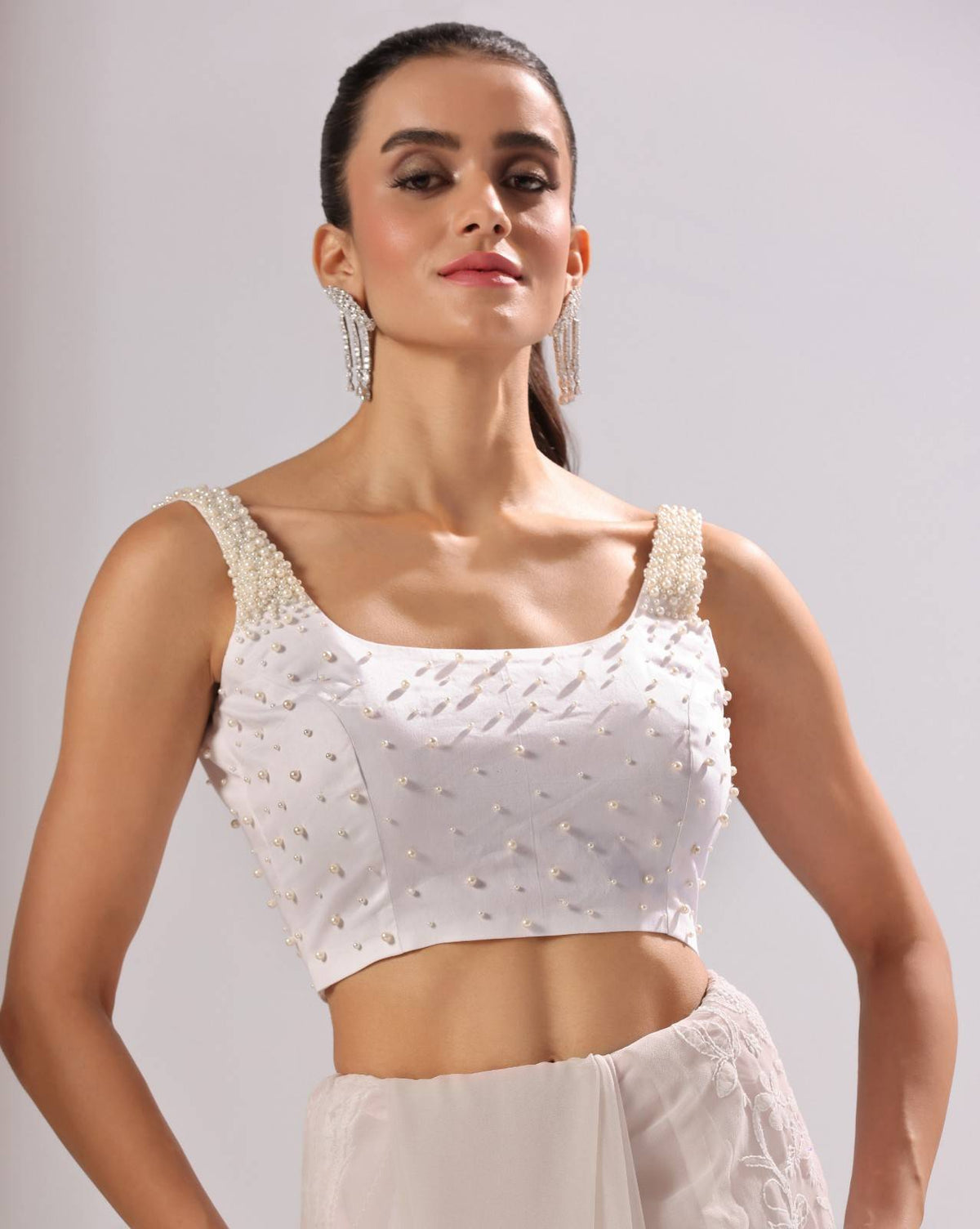 Nude Georgette Chikankari Saree