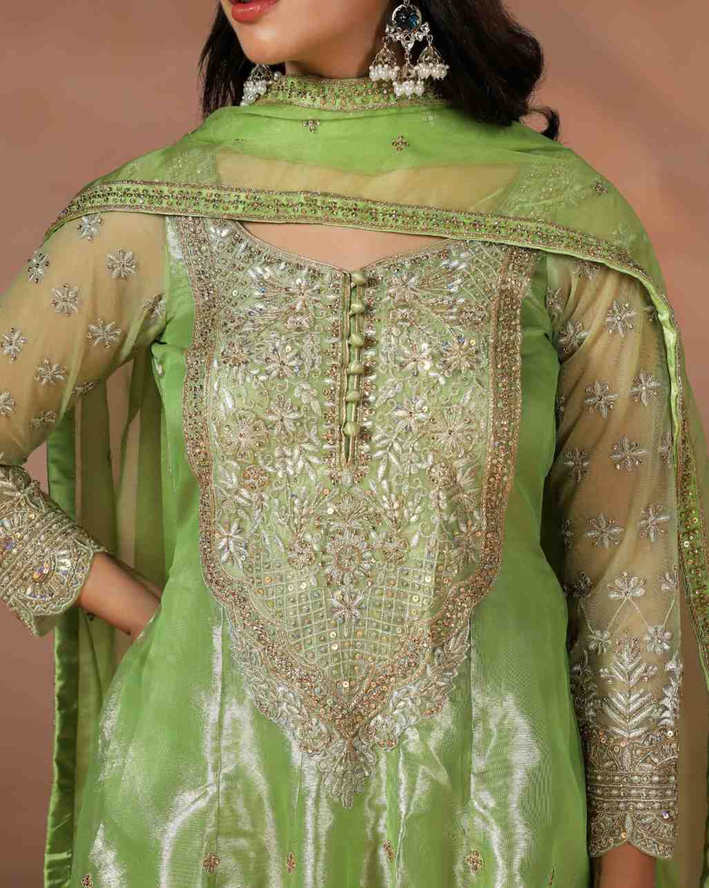 Classic Green Silk Anarkali with Fine Embroidery