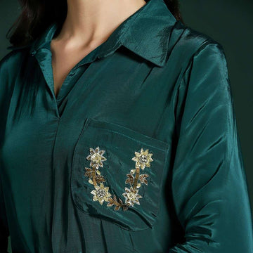 Emerald Green Kurta  Set with Delicate Embroidery
