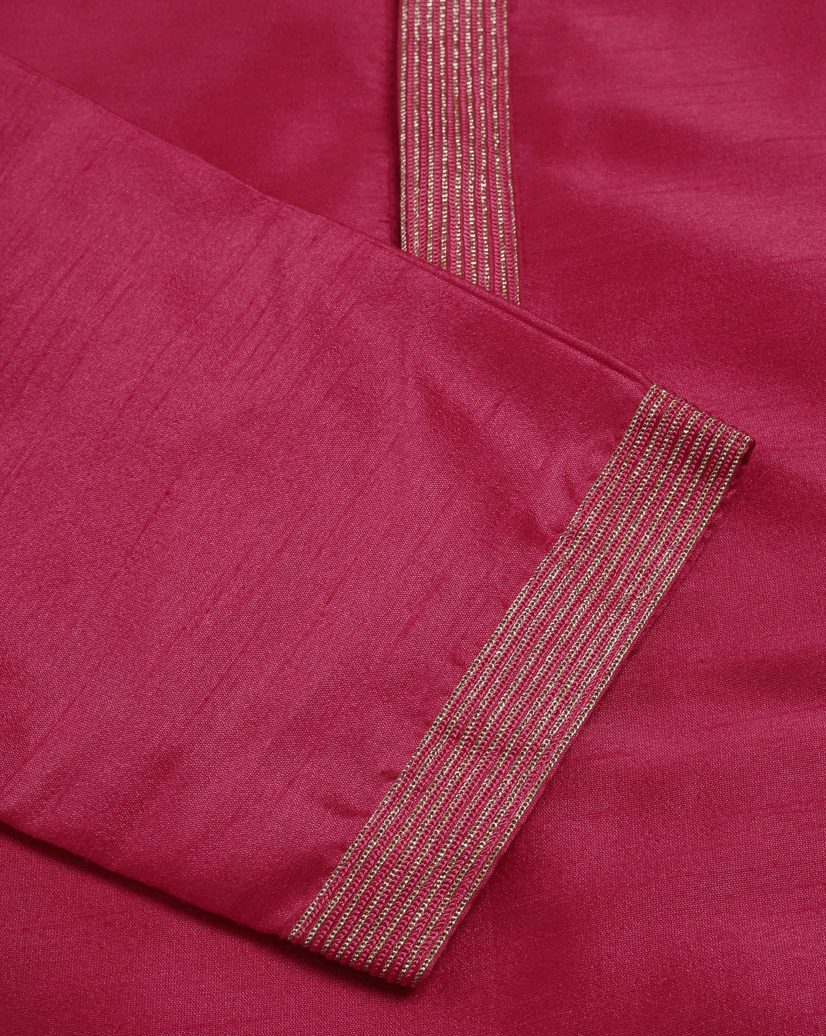 Men's Premium Rani Pink Dupion Silk Kurta Set With Subtle Embellished Placket