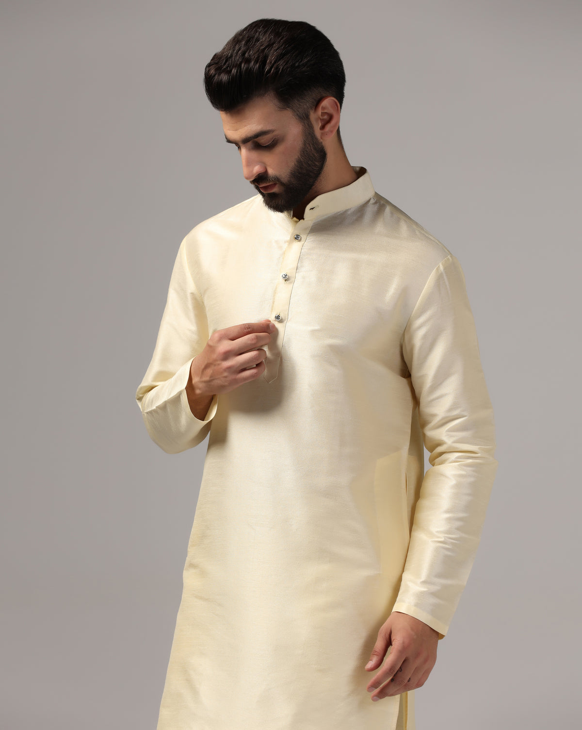 Classic Ivory Dupion Silk Kurta Set