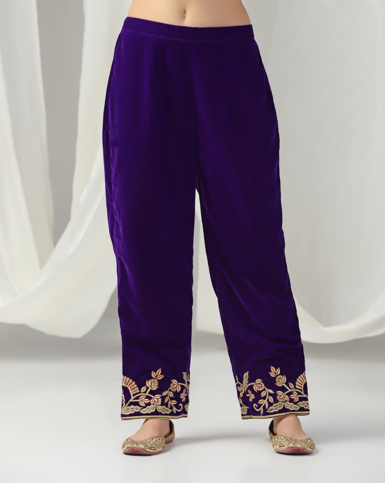 Velvet Zari Embroidered Kurta Set