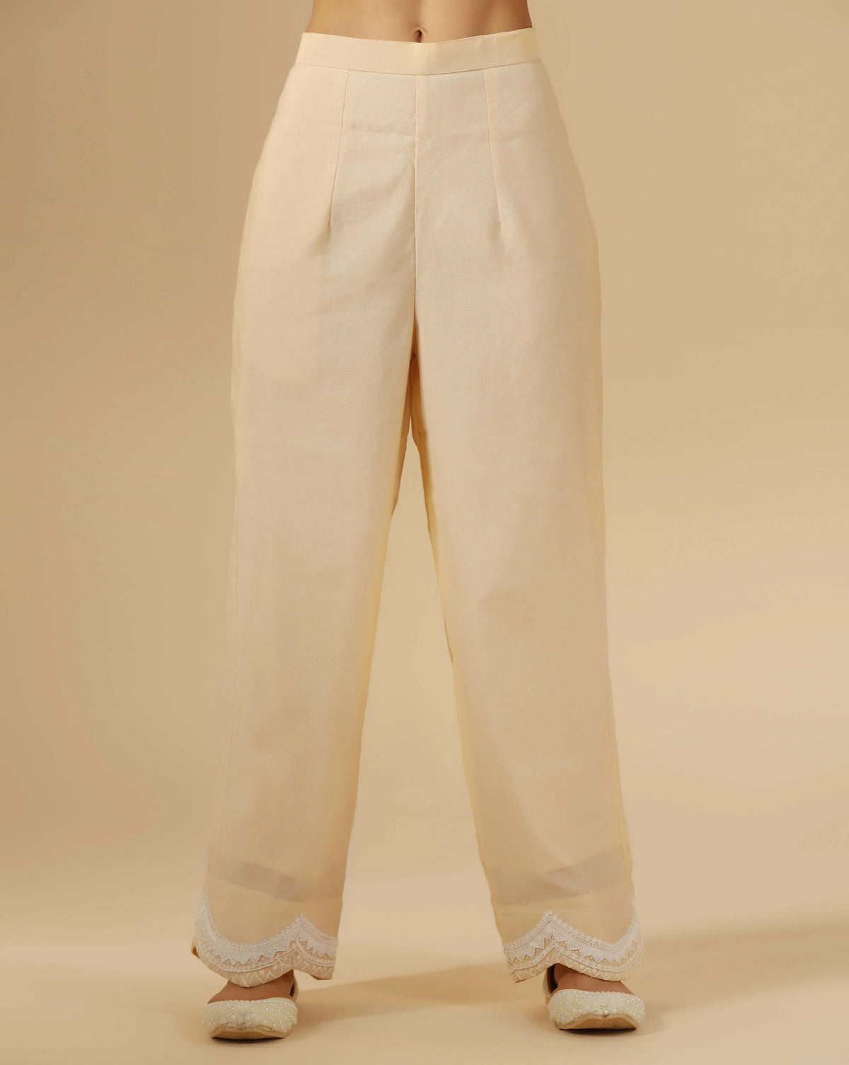 Chanderi Ivory Pearl Organza Dupatta Suit