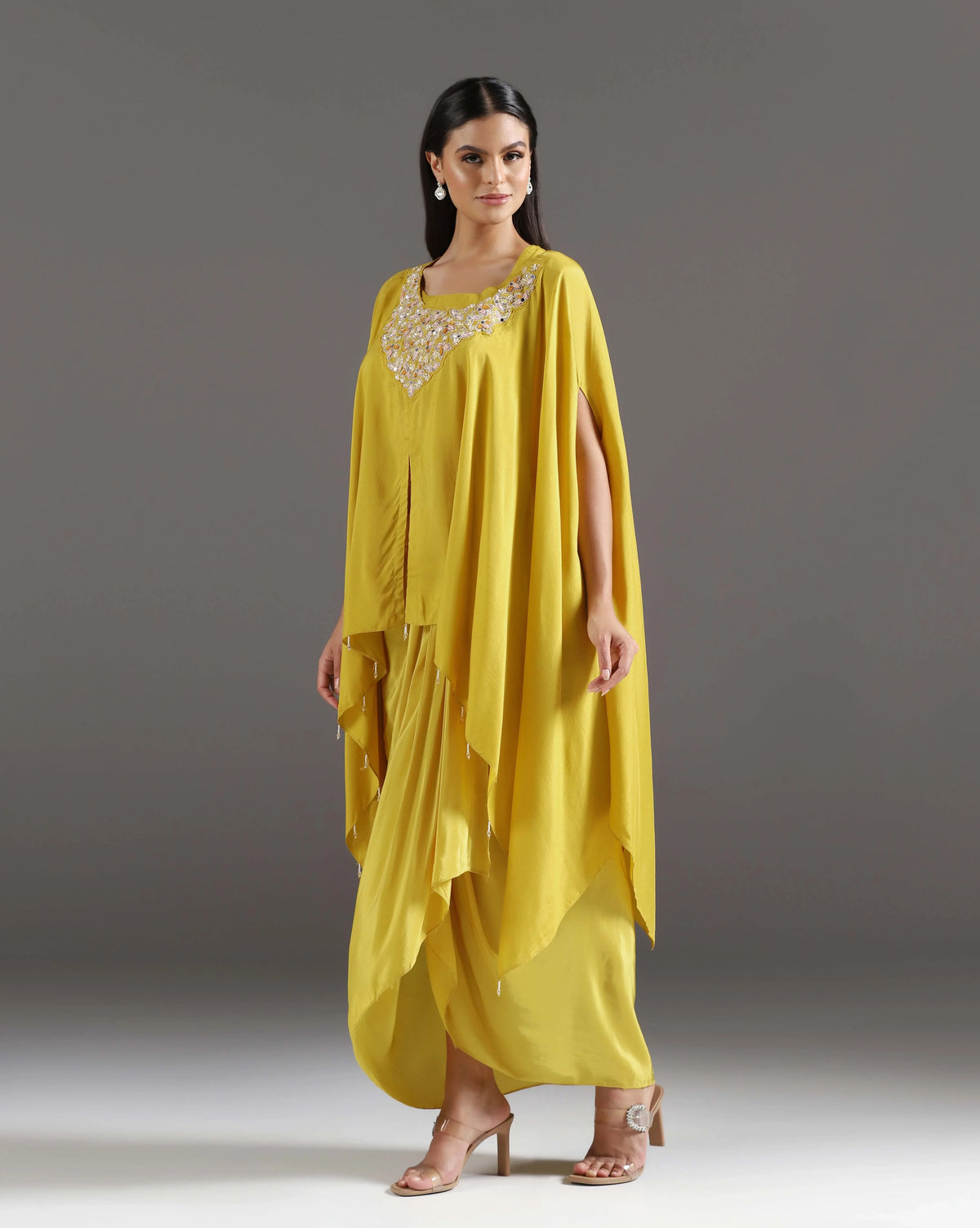 Yellow Crepe Kurta Set