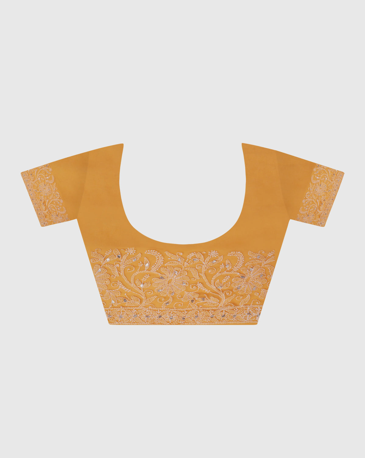 Orange Chikankari Saree With Unstitched Blouse