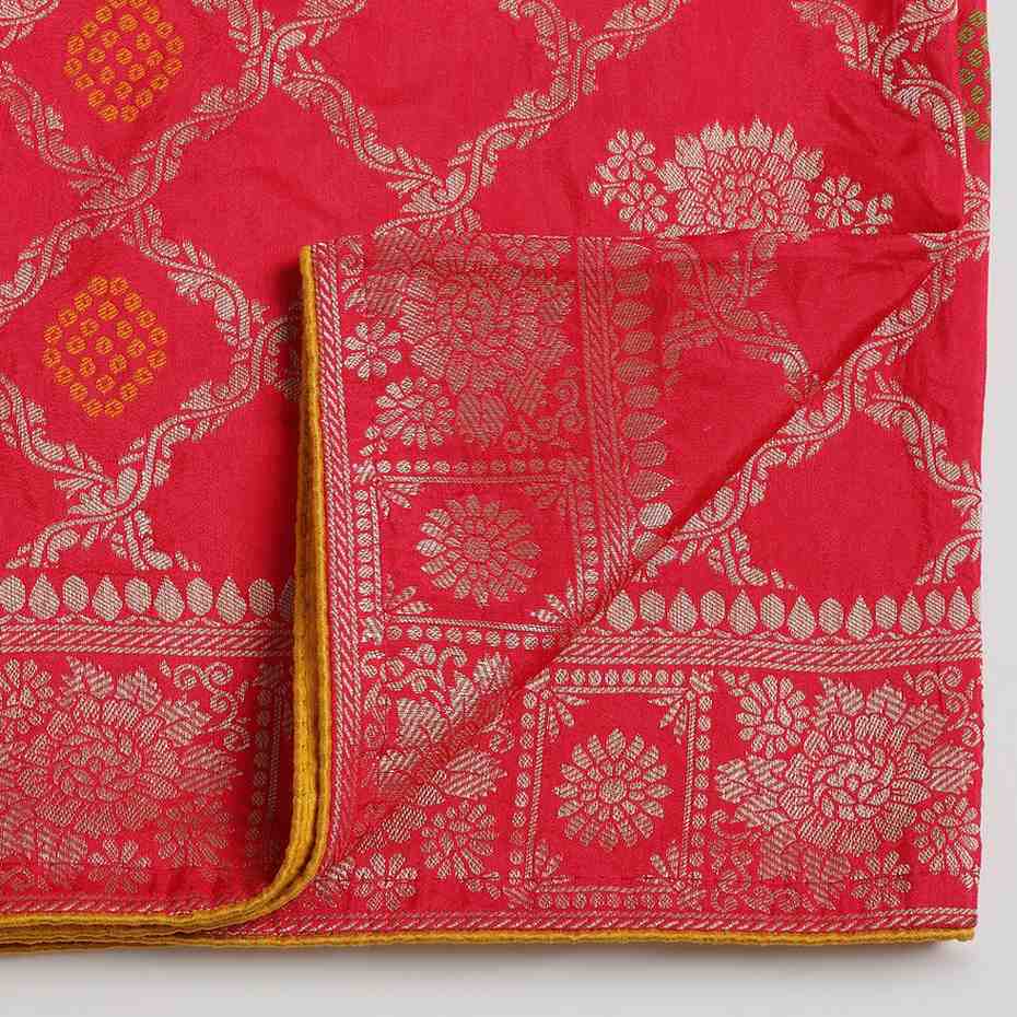 Hot Pink Bandhani Georgette Saree with Unstitched blouse